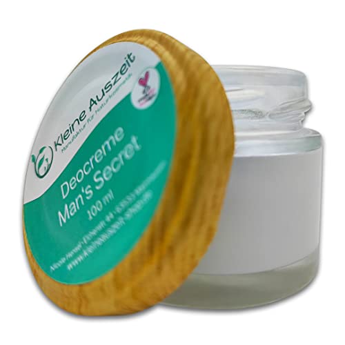 Kleine Auszeit Manufaktur, Deocreme Man's Secret, hochwirksam ohne Aluminiumsalze oder Alkohol, vegan, palmölfrei und plastikfrei, 100 ml