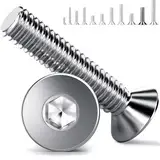 YOOPI M6 Senkkopfschrauben 30 Stück, M6x20mm Edelstahl Senkkopfschrauben, Edelstahl A2 V2A Senkkopfschrauben M6, DIN 7991 Senkschrauben mit Innensechskant Vollgewinde für Maschinen, Geräte und Möbe