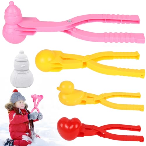 Carastek Schneeballzange, Schneeball Maker Spielzeug, Schneeball Former Winter Schneeball Maker Schneeball Clip für Kinder im Freien Spielen Schnee/Sand, 2 Große und 2 Kleine