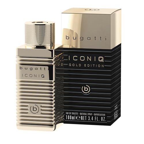 bugatti Parfüm Herren Iconiq Gold Edition 100ml I Eau de Toilette Herren mit Bergamotte, scharfen Noten, Schwertlilie & Moschus I sinnlich & selbstbewusst I zitrisch-ambriert-holziges Männer Parfüm