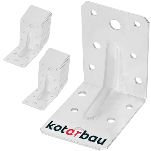 KOTARBAU® 25 Stk. Winkelverbinder mit Rippe Sicke 75x75x55 mm Lochwinkel Bauwinkel Holzverbinder Balkenwinkel Winkel Holzverbinder Metall Winkelverbinder Verzinkt Silber