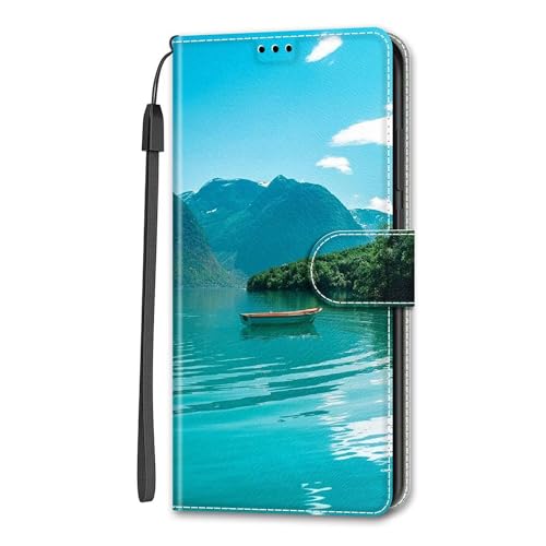 Miagon Full Body Flip PU Leder Schutzhülle für Xiaomi Redmi Note 13 Pro Plus 5G,Bunt Muster Hülle Brieftasche Case Cover Ständer mit Kartenfächer,See Boot