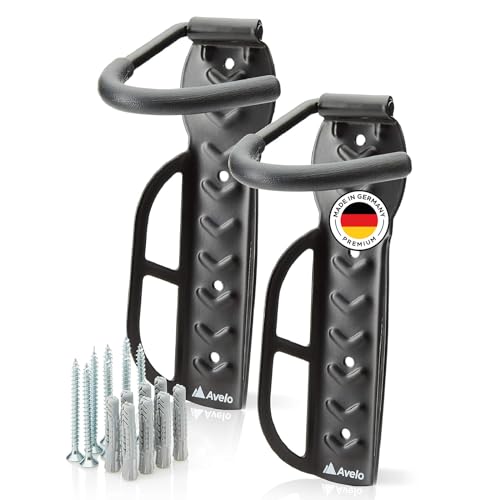 Avelo® Fahrrad Wandhalterung [2er Set] - Fahrradhalter passt für alle Räder [Aufhängung bis 25 Kg] - Fahrradhalterung Wand inkl. hochwertigem Zubehör von fischer® (Schwarz)