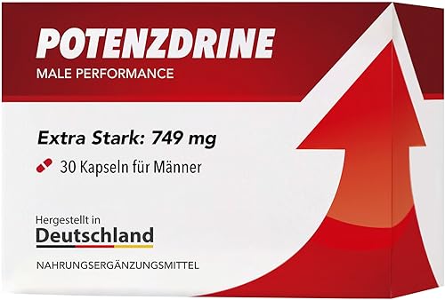 Potenzdrine | Natürliches Potenzmittel Für Aktive Männer | Sexuelle Gesundheit, Potenz, Energie und Leistung Für Herren | Original | Hochdosiert | Extra Stark Kapseln - 749 mg