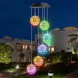 iShabao Muttertagsgeschenke Marokkanische Solar Windspiel Garten, 6 LED Solar Windspiel für Draußen Wasserfest, Geschenke für Mutter/Frauen/Freundin, Dekorationen für Baum, Balkon, Hof, Hochzeit