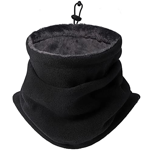 Lawen Creative Winter Outdoor Radfahren Schlauchschal, Extra Große Thick Fleece Warmen Halswärmer winddicht Gesicht Schild Rocker Vlies Hals Abdeckung (Schwarz L)