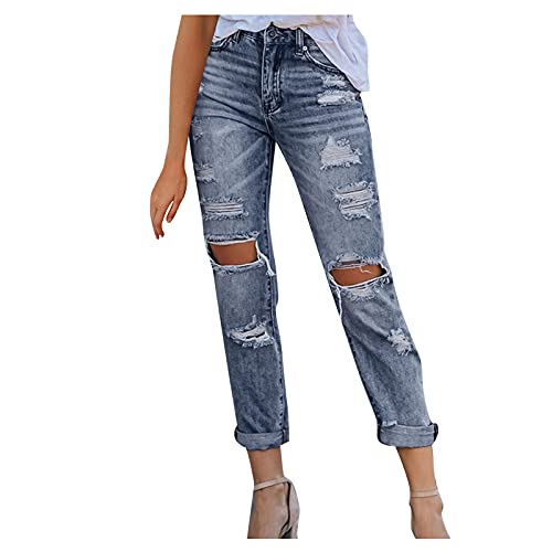 QWUVEDS Jeanshosen Für Damen Mit Knöpfen Hohe Frauen schlanke Hosen Knopfhosen Jeans Taille elastische Jeantasche Damenjeans Kleidung Mädchen 152 Hose