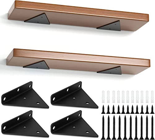 SENENQU 4 Stück 8CM Schwebende Regalhalterungen Unsichtbare Dreieck Wandhalterungen, Regalhalterung Wandregal Metallwinkel für Offene Regale Heimwerkerbereich