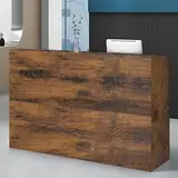 LINLIUA Empfangstheke Rezeption Klein Kosmetikstudio, Rezeptionstheke Modern Holz mit Ablage für Büro und Empfang, Platz Sparen, Einfach zu Montieren, für Büro Hotel Retro-Farbe 80 * 50 * 110cm