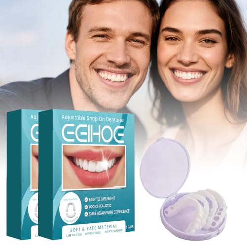 CEWROM Silicone Relinedenture Set, Zahnersatz Reparatur Set, Zahnprothesen Weiche Prothese Reline Kit, Prothese Silikon Reline Kit für Männer & Frauen (2 Satz)