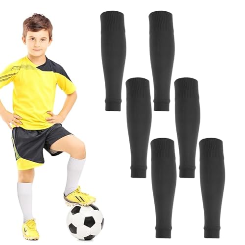 3 Paar Stutzen Kinder Fußball,Stulpen Kinder Fußball,Stutzen Kinder,Schwarz Fußball Stutzen Kinder,Atmungsaktiv und Elastisch Schienbeinschoner Socken Kinder,Geeignet für Jungen und Mädchen