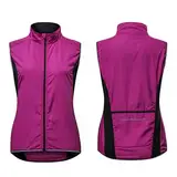 MODRYER 12 Pack Damen Reflektierend Fahrradweste Leicht Winddicht Laufweste Wasserdicht Atmungsaktiv MTB Warnweste Fahrrad Ärmellose Jacke Thermo Funktions Radweste,Purple-M