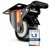 PEARWAY™ Premium Schwerlastrollen bis 320kg [4x Bremse] I Robuste Möbelrollen I Rollen für Möbel I Lenkrollen 50mm für Innen & Außen I Transportrollen Schwerlast I Rollen Schwerlast I Möbel Rollen