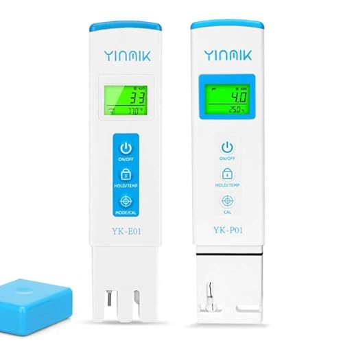 YINMIK Digitales pH Messgerät und TDS Tester Set, 3 in 1 PPM TDS EC Temperatur Messgerät für Trinkwasser, Hochpräziser pH Tester vom Stifttyp für Aquarium, Hydrokultur, Pool, Brauen