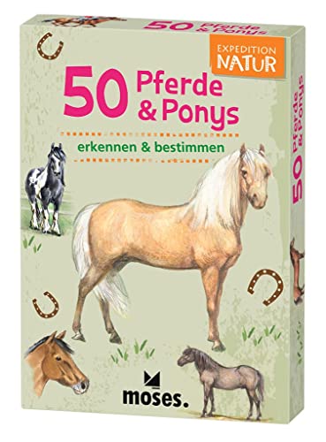 moses. 9744 Expedition Natur 50 Pferde und Ponys| Bestimmungskarten im Set | Mit spannenden Quizfragen, Large, White