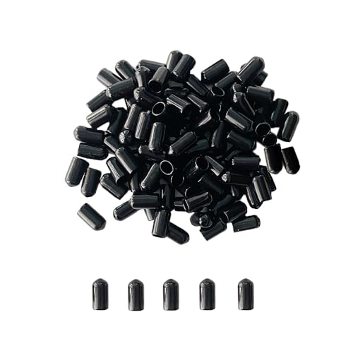 HLIWS 400 PCS Runde Gummi-Endkappen,6mm Flexibel Rundrohr-Bolzenkappe, Schwarz Schraubgewinde-Protektoren, PVC, Gewindeschutz, Für Rohrpfosten, Rohrstangenabdeckung, Metallrohre