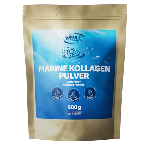 Marine Kollagen Pulver 500g - Bioaktive Collagen Hydrolysat Peptide - Markenrohstoff CollaPure® - Wehle Sports Fisch Kollagen - Neutral