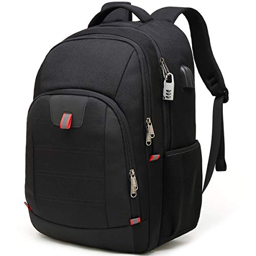 Della Gao Laptop-Rucksack, extra groß, Diebstahlschutz, Business-Reise, Laptop-Rucksack mit USB-Ladeanschluss, Schwarz , 17.3 Inch, Business