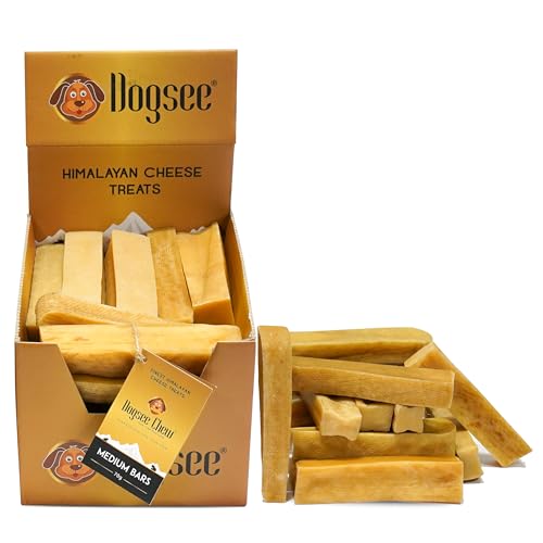 Dogsee Himalayan Dog Chews Medium 25 Count Yak Chews | Smoke Dried | Long Lasting Healthy Treats for Aggressive Chewers | Helps Fight Plaque & Tartar | SRP Box