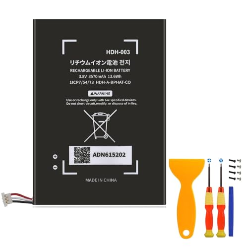 Uwayor AKKU HDH-003 Ersatzakku kompatibel mit für Switch Lite Spielkonsole, 3.8V 3570mAh wiederaufladbarer Akku mit Werkzeug