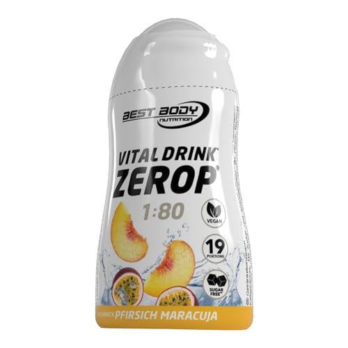 Best Body Nutrition Vital Drink ZEROP - Pfirsich-Maracuja, Original Getränkekonzentrat - Sirup - zuckerfrei, 1:80 ergibt 19 Portionen Fertiggetränk