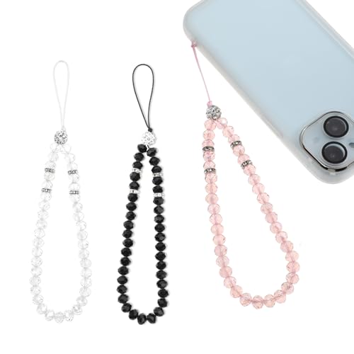 JJUNW 3Stück Universal Handykette, Handy Lanyard, Handgelenk Handyanhänger Kurz Handy Perlen Schlüsselband Handy-Lanyard-Charms mit jedem Handy Smartphone und Handy Hülle