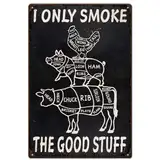 SUPERDANT Metallschild Zum Grillen Huhn Blechschild Schwein Rind Körperteile Retro Blechschild Metzgerschnitt Räuchern Fleisch Lustige Vintage Schild Für Grillrestaurant Zuhause Männerhöhle Dekoration