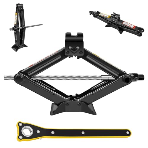 Scherenwagenheber, 2T/2000kg Universelle Wagenheber Kit mit Geschwindigkeitsgriff für Autos rostdicht, Schwere Autojack Bodenliber 110-390mm Hubjack, Jacks für Reifenreparaturen (Mühelose Version)