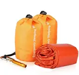 EEEKit 2 Biwaksack with Überlebensausrüstung Pfeife, Wasserdichter Leichter Notfall-Schlafsack Thermo-Biwaksack Survival-Deckentaschen Tragbarer Nylonsack für Camping Wandern Outdoor-Aktivitäten