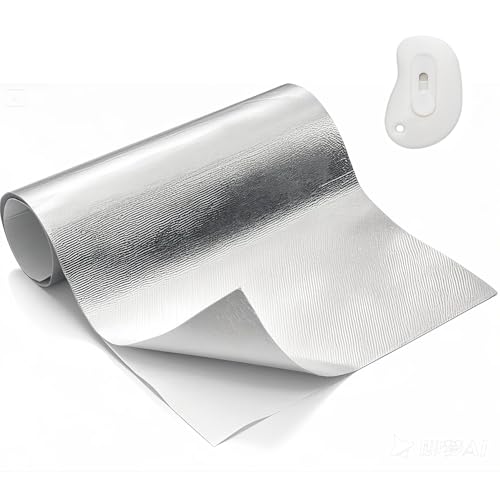 Hitzeschutzfolie Selbstklebend, Hitzeschutz Aluminium Glasfaser Platte, Isolierfolie Kleberücken Aluminisierte Praktische Hitzebeständige Folie für Schlauch und Automatische Verwendung, 30x300cm
