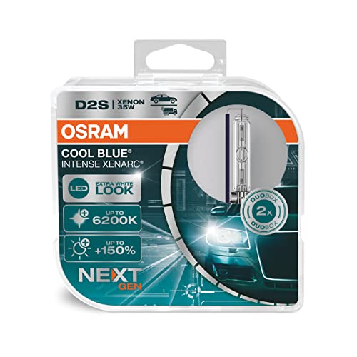 OSRAM Xenarc Cool Blue Intense D2S, +150 Prozent Mehr Helligkeit, Bis Zu 6.200 K, Xenon-Scheinwerferlampe, Led Look, White - Duo Box (2 Lampen)