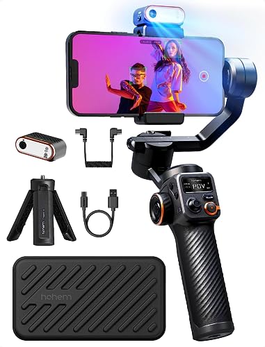 hohem iSteady M6 Kit 3-Achsen-Handy Stabilisator, Gimbal Smartphone mit Magnetischer AI-Tracker, Einstellbares CCT/RGB-Fülllicht, 0,91 Zoll OLED-Display, Max. Nutzlast 400g, Gimbal für Volgging