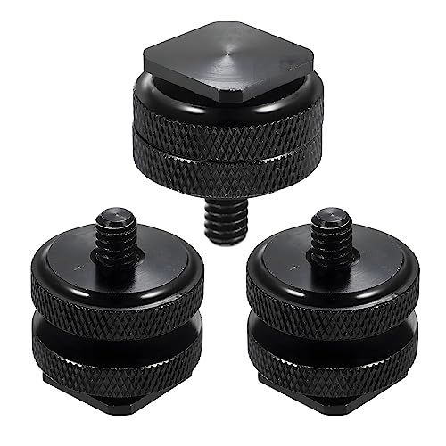 Blitzschuh-Adapter mit 1/4" Gewinde Blitzschuhadapter,Kamera Blitzschuh Adapter,Schraube Für Blitzlichter, Hot Shoe Mount, Hotshoe Adapter, Stativgewinde Für Blitzschuh [3 Stück](Schwarz)