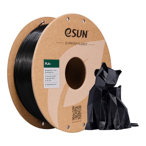 eSUN PLA+ Filament 1,75 mm, verstärkt Zähigkeit 3D-Drucker PLA Plus, Maßgenauigkeit +/- 0,03 mm, 1 kg Spule (2,2 LBS) 3D-Druck-Filament für 3D-Drucker, Schwarz