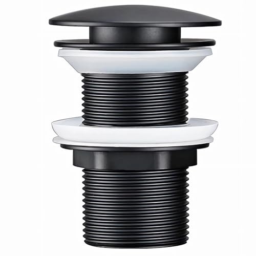 Universal Waschbecken Ablaufgarnitur Ohne überlauf Abflussgarnitur Pop Up Ventil Waschtisch abfluss ventil Click Clack Schwarz Messing & Edelstahl (Ohne Überlauf)
