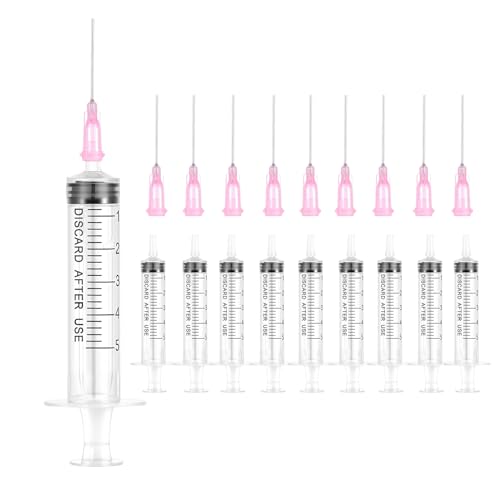 Kunststoff Spritze 5ml mit Nadel 10 Stück Spritzen Einzeln Verpackt Langlebige Kolostrum Spritzen Vielseitige Dosierspritzen Wiederverwendbare Flüssigspritze Messspritze für Garten & Haustierpflege