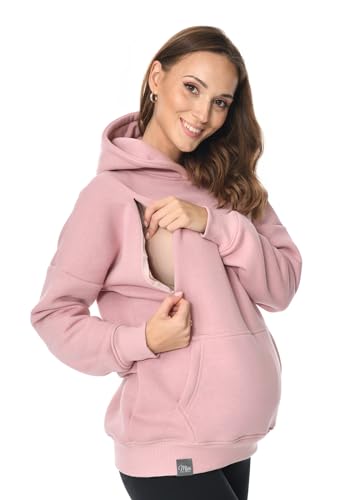 MijaCulture Umstandsmode 2in1 Stillpullover & Umstandspullover Stilltop Stillpulli Molly M001 (L, Rosa)