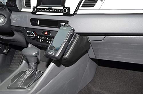 KUDA Handyhalterung passend für Kia NIRO/NIRO Hybrid ab 2016 & ab 2019 - Telefonkonsole für Smartphones, Handys, Navi und mehr – Echtlederkonsole, schwarz, 2770
