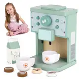 CLIUNT kaffeemaschine Kinder Holz, spielküche kaffeemaschine Holz, kaffeemaschine kinderküche, Geburtstagsgeschenk für Kinder, Kleinkinder, Mädchen und Jungen