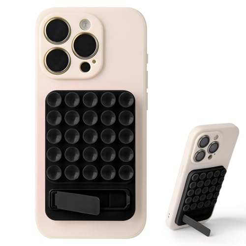 Silikon-Saugnapfhalterung – 2-in-1 Silikon-Handygriff, mit Saugnapf und Halterung, Klebegriff, Handy-Zubehör für iPhone und Android, klebriger Griff für Selfies, Videos und Tiktok (schwarz)
