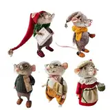 5 Stück Gefilzte Maus | 8 Cm Nadelfilzen Filzmäuse | Handgemachte Wollfilz Weihnachtsmaus Plüsch Puppen Spielzeug für Kinder Erwachsene | Needle Felted Mouses Ornamente für Christmas Decorations