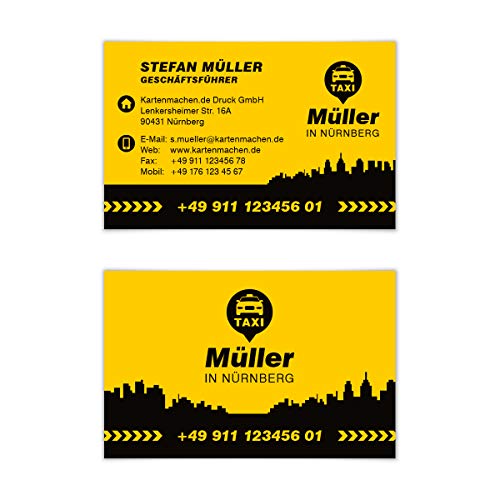 100 x Visitenkarten individuell Business Karten 300g/qm 85 x 55 mm - Taxi