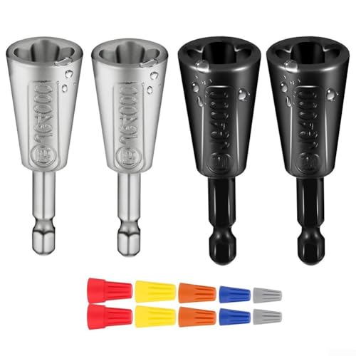 ComfyHarbor Elektrische Bohrmaschine Draht Twister Tool Metall Kabel Verbinder Twisting Gerät für Elektriker Inklusive 4 Twisters + 10 Drahtkappe, Bohrmaschine Aufsatz für schnellere Verkabelung