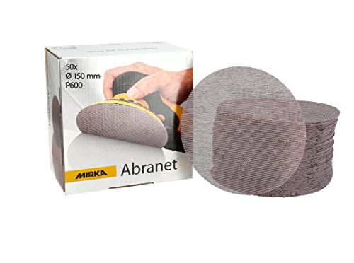 Mirka Abranet Netz-Schleifscheiben Ø 150 mm Klett / Korn P600 / 50 Stk / zum Schleifen von Holz, Spachtel, Lack, Kunststoff / 5424105061