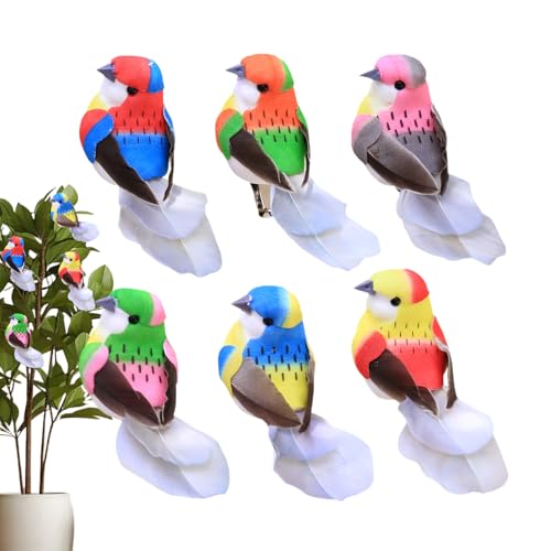 Aceirropy Vogel Deko,Leichte Kunstvögel 6er-Set | Leichtes Kunstfeder-Design & Langlebige Deko Für Hochzeit Wohnzimmer Balkon Garten Zuhause