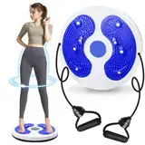 Kikuo Twist Waist Disc Board mit Kordelzug, Taillenabnehmendes Multifunktions-Magnet-Balance-Board-Pedal, Widerstandsbänder Massage-Fußsohle Heimfitnessgeräte, Aerobic-Übungen Fitness-Zubehör