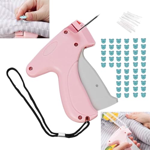 AWAVM Quick Clothing Fixer, Mini Quick Repair Garment Sewing Machine, Instant Button Garment Connector, Micro Stitch Gun,Comes with 50 Bear Buckles and 12 Plastic Needles, A Total of 660 Pieces