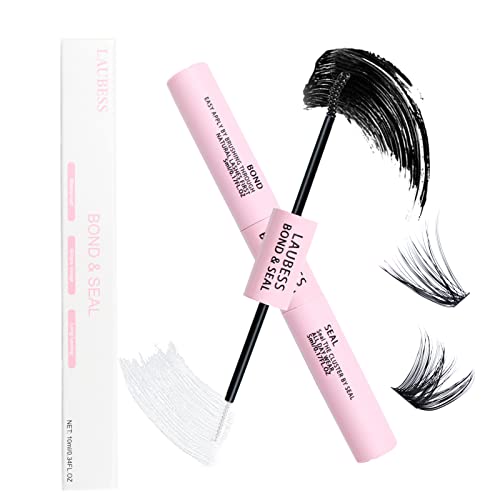 Wimpernkleber for Cluster Lashes Bond and Seal Lash Glue Wasserfest DIY Lash Extension Set Wimpernverlängerung Kleber Einzelwimpernkleber 48-72 Stunden 5ml+5ml