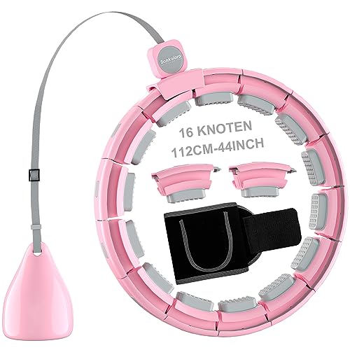 Sonkoloro Smart Hoop Reifen Erwachsene und Anfänger, Hullahub Reifen zum Abnehmen,Smart Hoop Leise Fitness Hoop mit Gewicht, Zähler und Noppen (pink-no Counter)