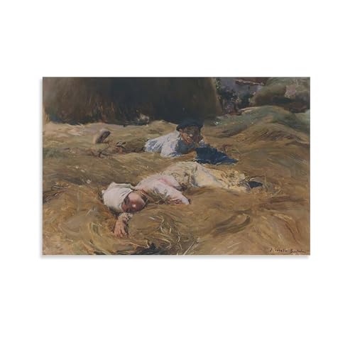 Joaquin Sorolla Impressionismus, Maler, das Nickerchen, asturische Landschaftsposter, Kunstwerke, Leinwand, ästhetische Wandkunstdrucke, Dekor, gerahmt, ungerahmt, 20 x 30 cm